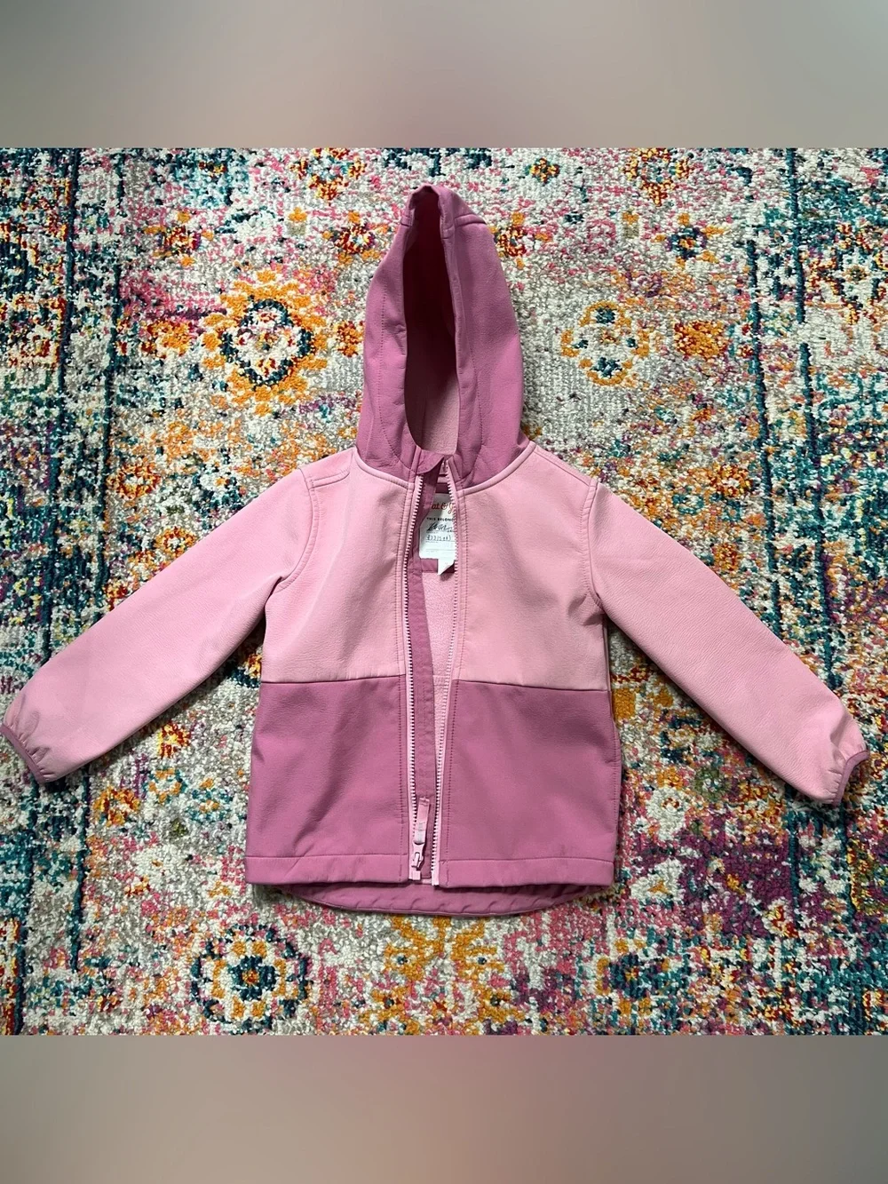 5T Cat & Jack Color Block Two-Tone Pink Hooded Jacket - Picture 11 of 11